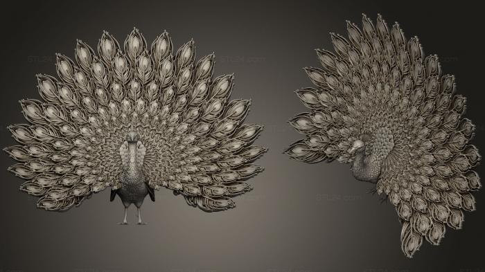 Animal figurines (peacock, STKJ_1261) 3D models for cnc